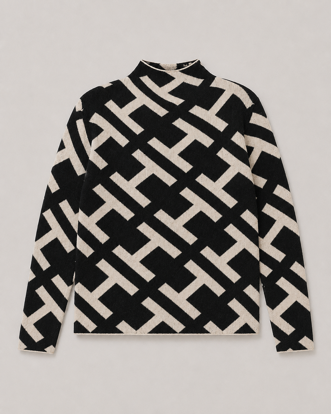 Geometric Jacquard Mock Neck Sweater - back