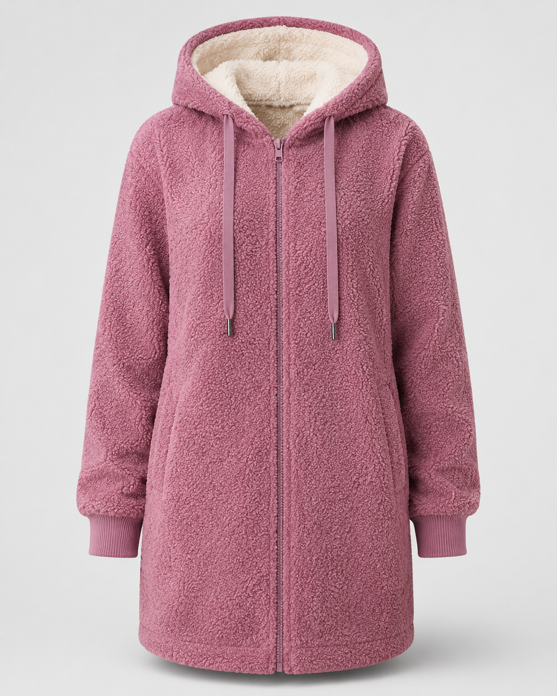Sherpa Fleece Hooded Zip Coat - lining