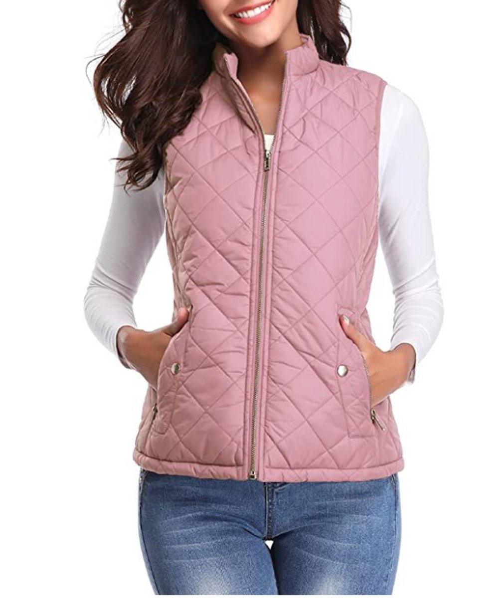 Women's Quilted Zip-Up Lightweight Puffer Vest Stand Collar product view