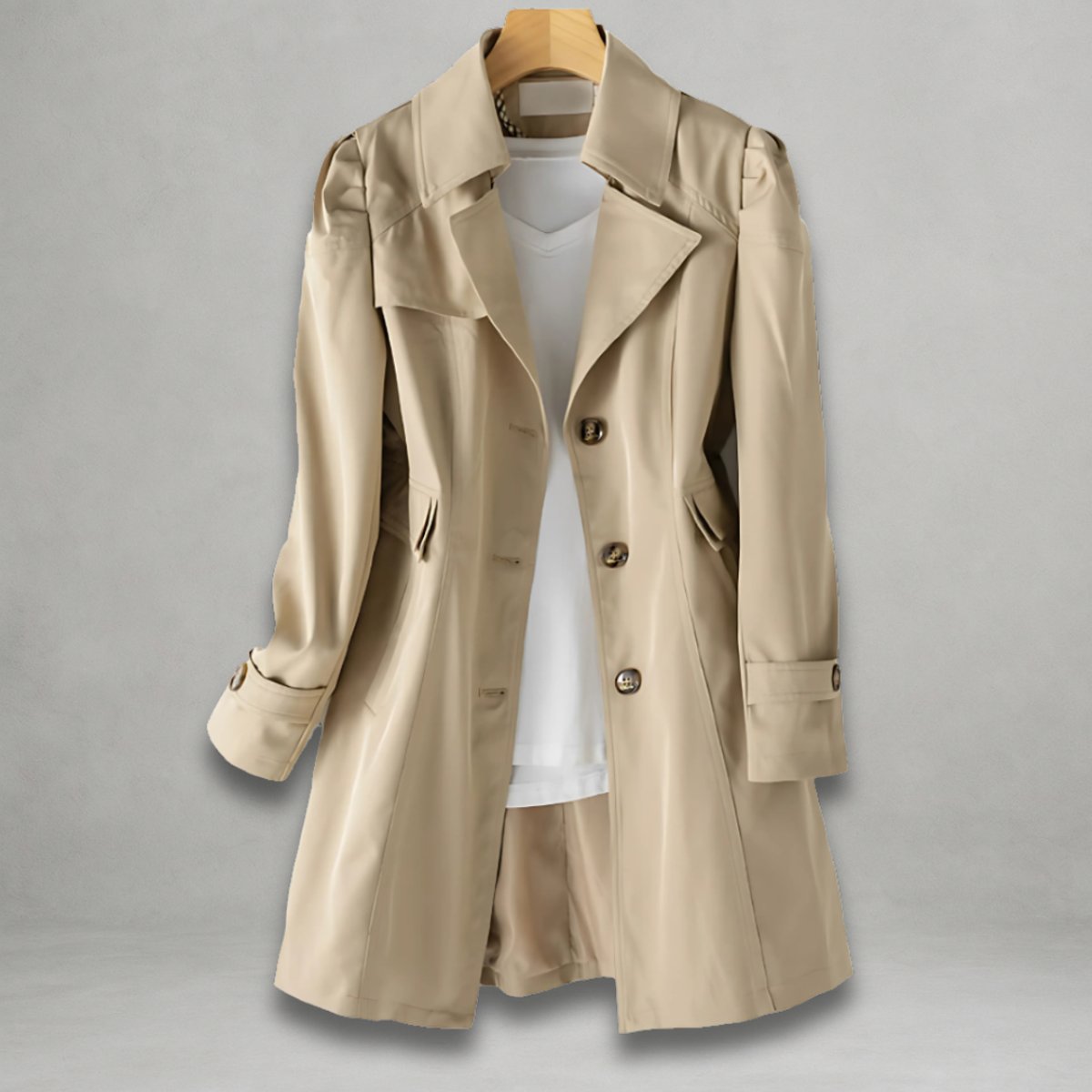 Women's Classic Single-Breasted Trench Coat Notch Lapel product view
