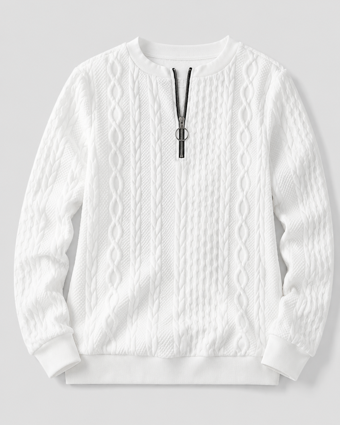 Cable Knit Quarter Zip Sweater - detail