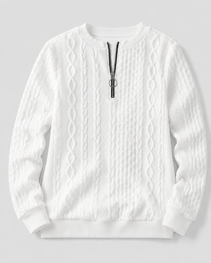 Cable Knit Quarter Zip Sweater - detail