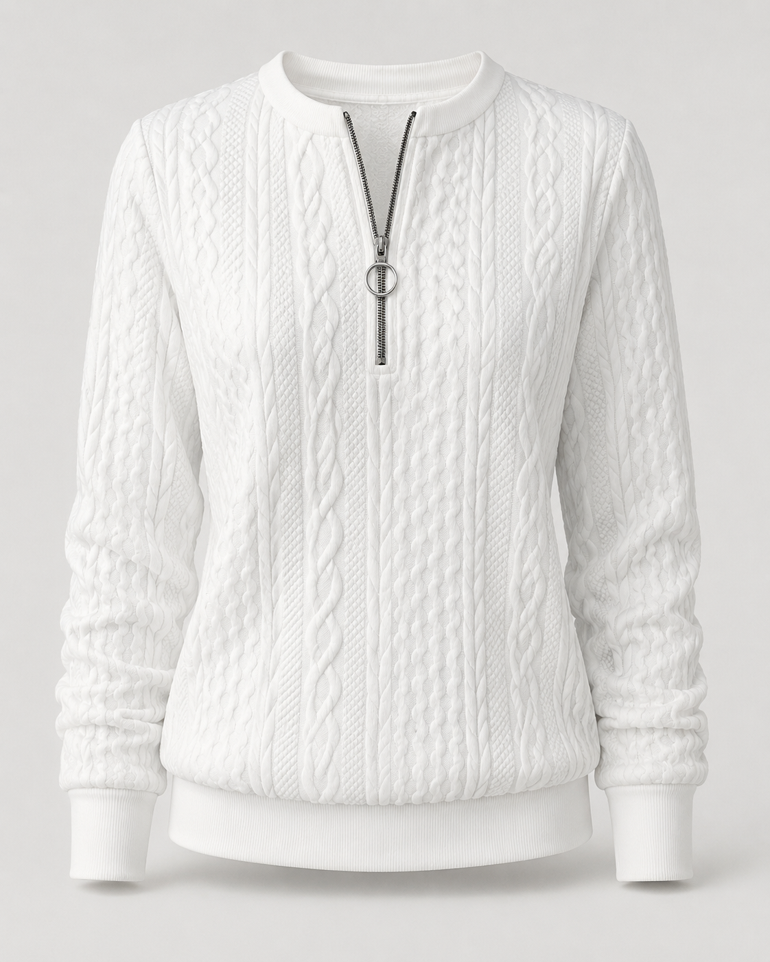 Cable Knit Quarter Zip Sweater - back