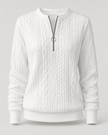Cable Knit Quarter Zip Sweater - back