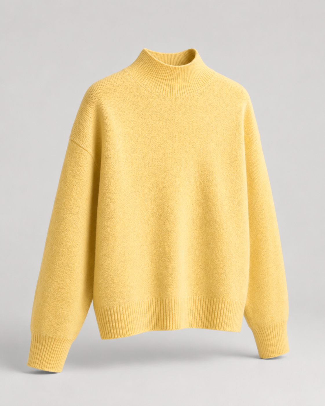 Soft Mock Neck Knit Sweater - Butter Yellow