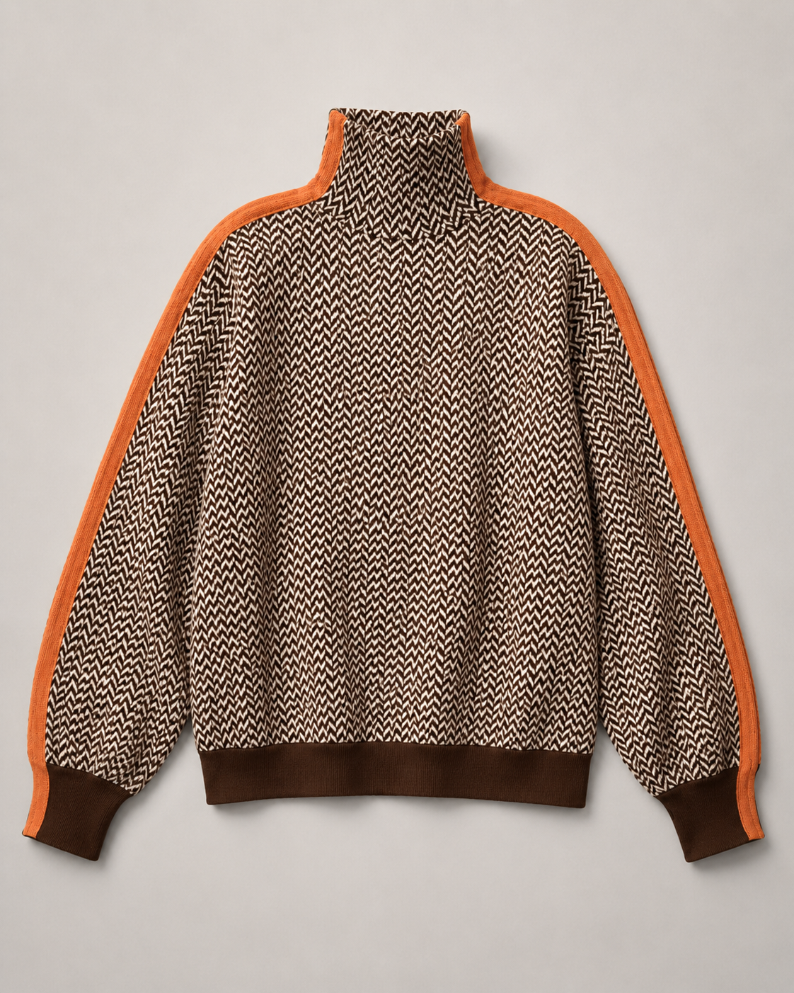 Herringbone Contrast Trim Turtleneck - detail