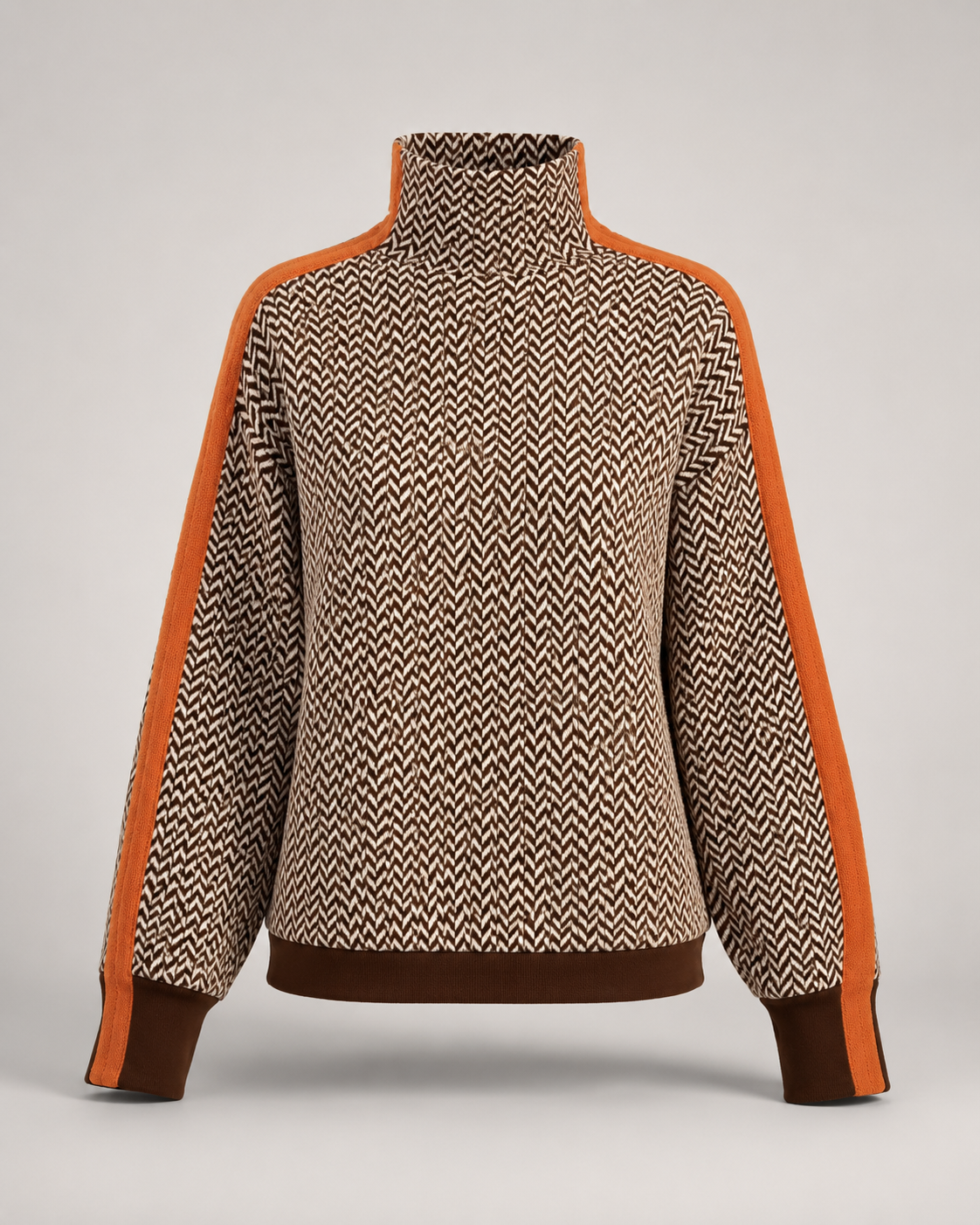Herringbone Contrast Trim Turtleneck - back
