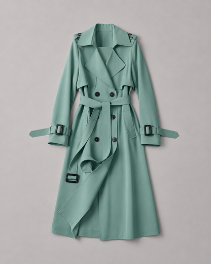 Classic Belted Trench Coat - Sage Green