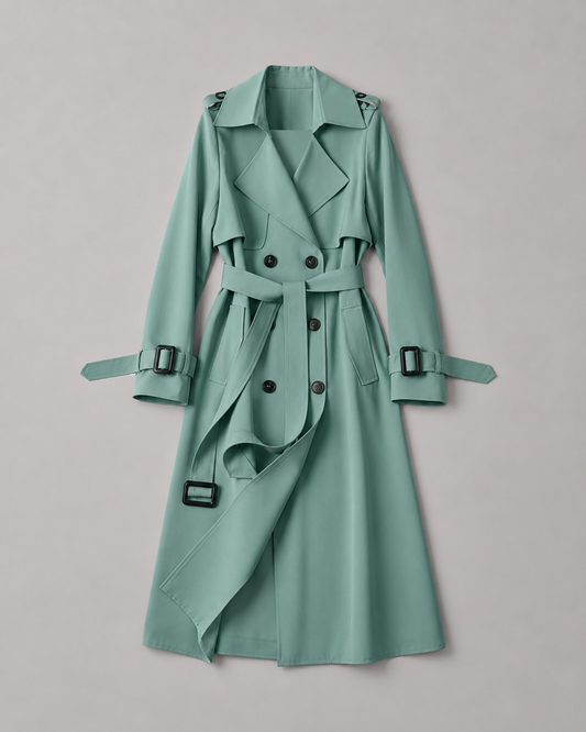 Classic Belted Trench Coat - Sage Green