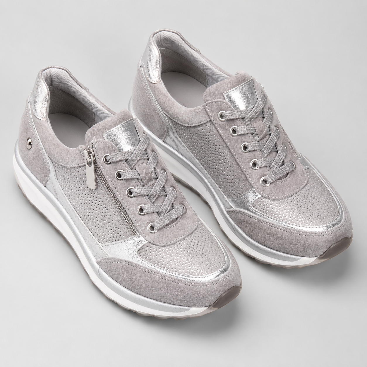Metallic Zip Detail Sneakers - side