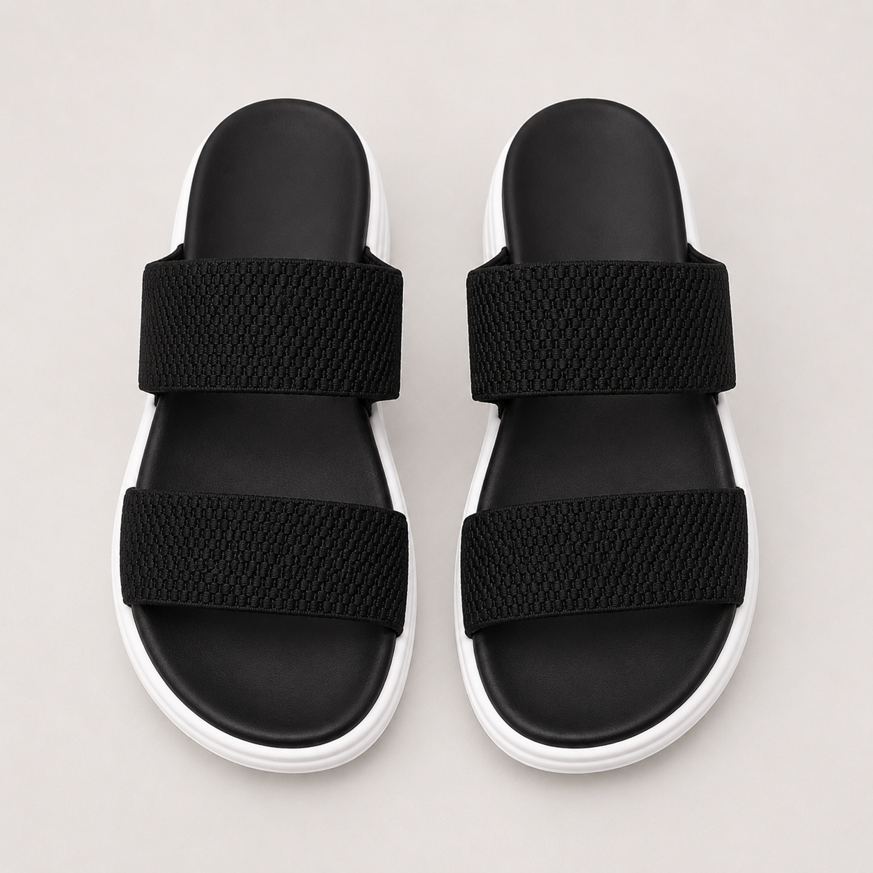 Knit Strap Platform Slides - side