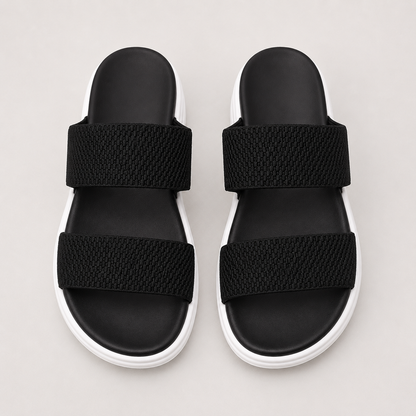 Knit Strap Platform Slides - side