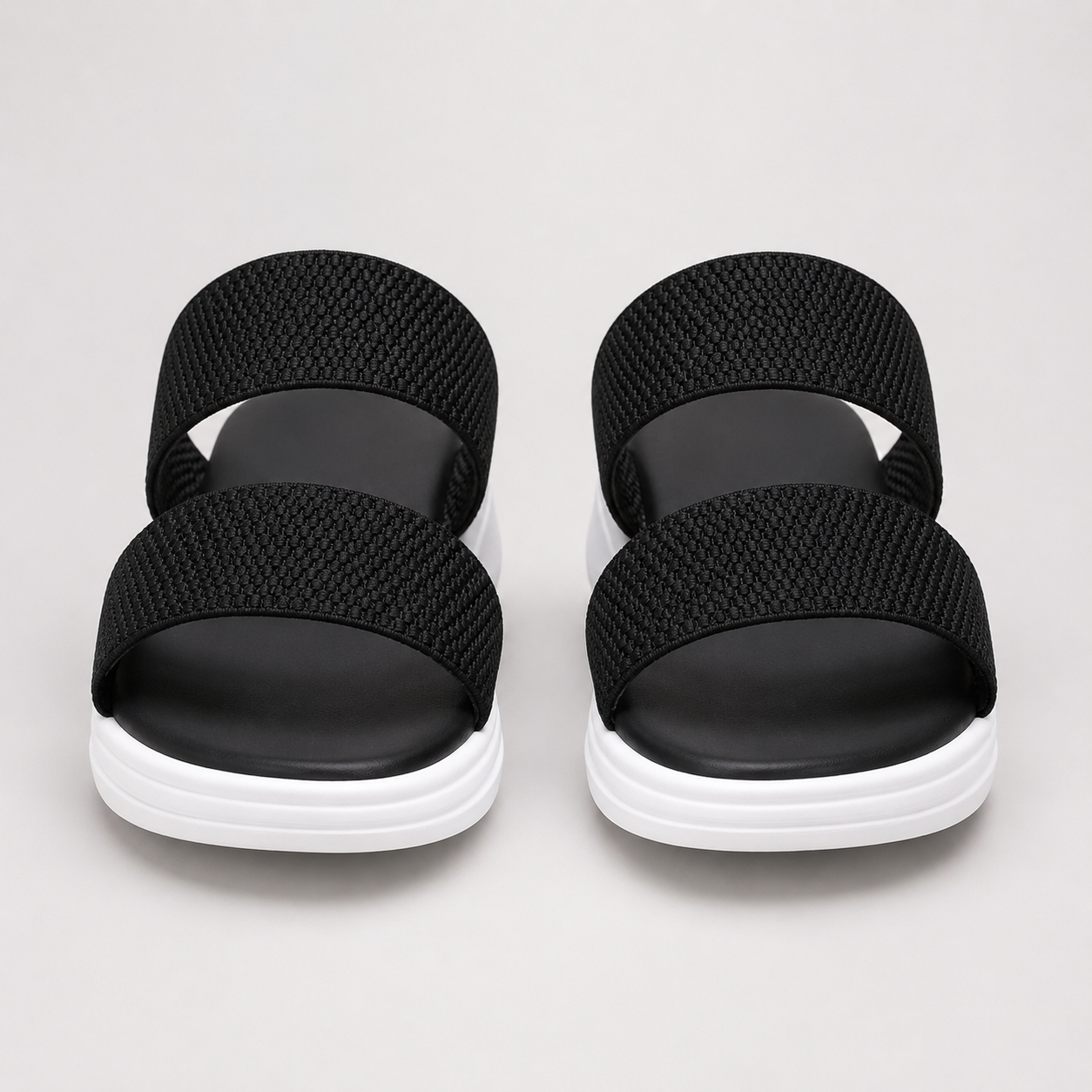 Knit Strap Platform Slides - top