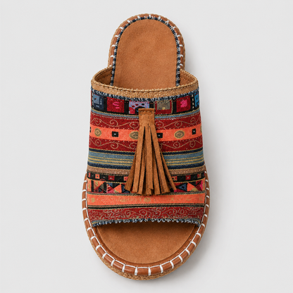 Boho Tassel Slide Sandals - side