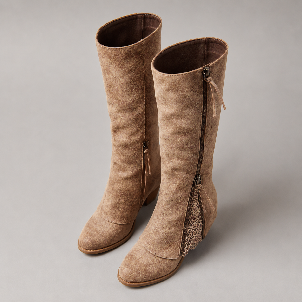 Lace Detail Knee High Boots - side