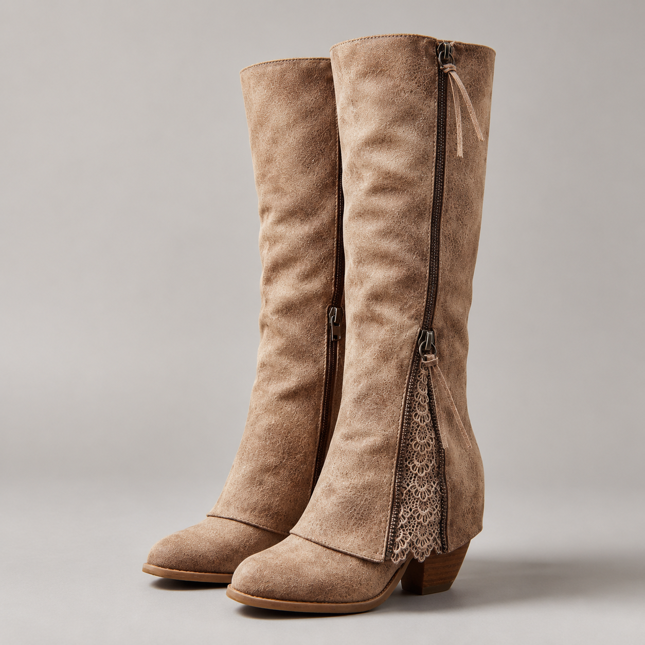 Lace Detail Knee High Boots - back