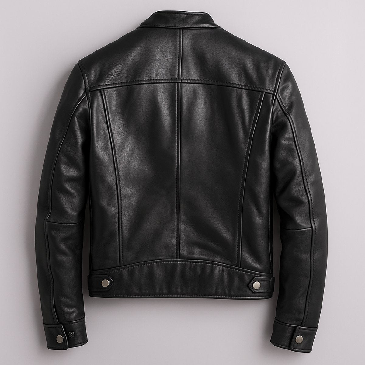 Men's vintage leather-look biker jacket with full zip front