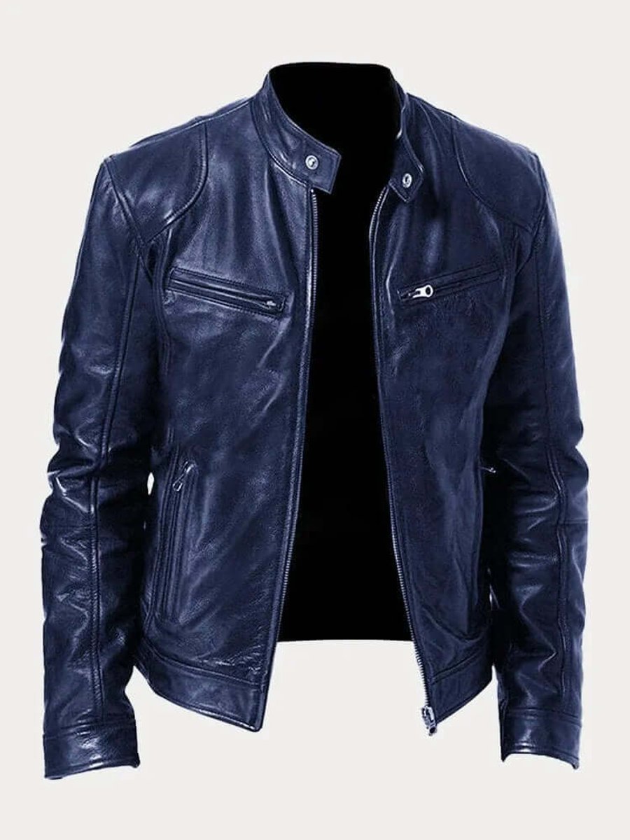 Men's Classic Biker-Style Zip Jacket - product view 10