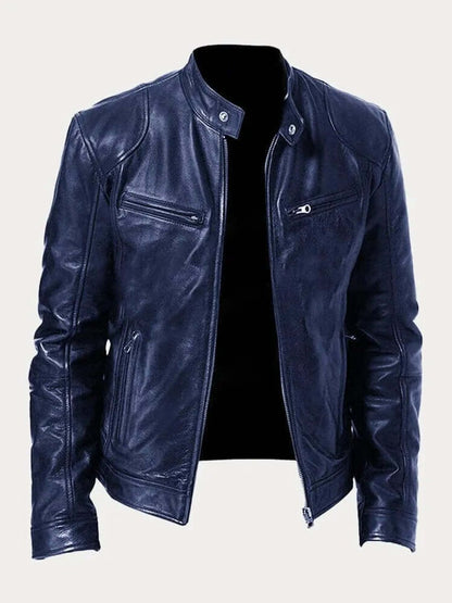 Men's Classic Biker-Style Zip Jacket - product view 10