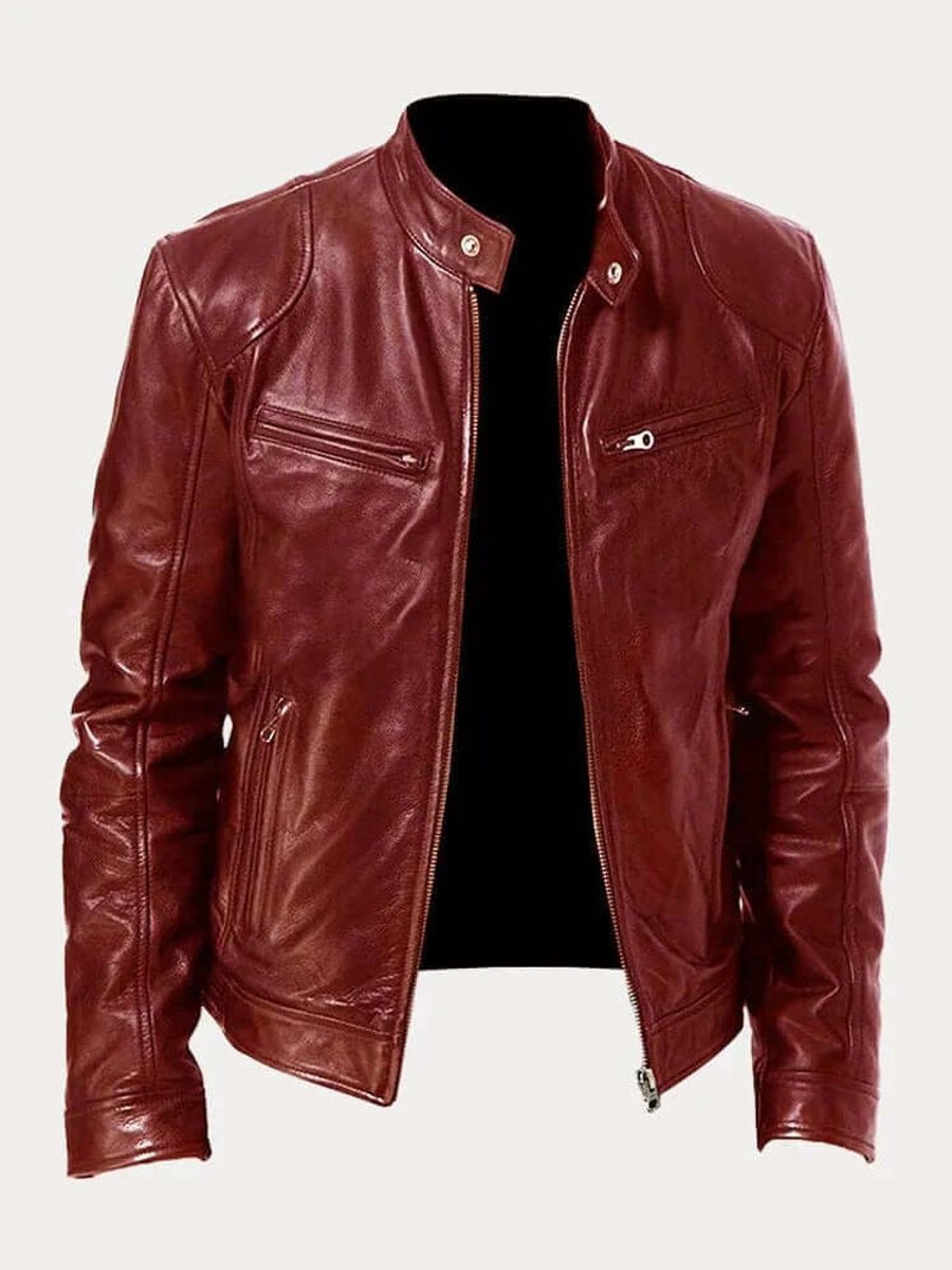 Men's Classic Biker-Style Zip Jacket - product view 11