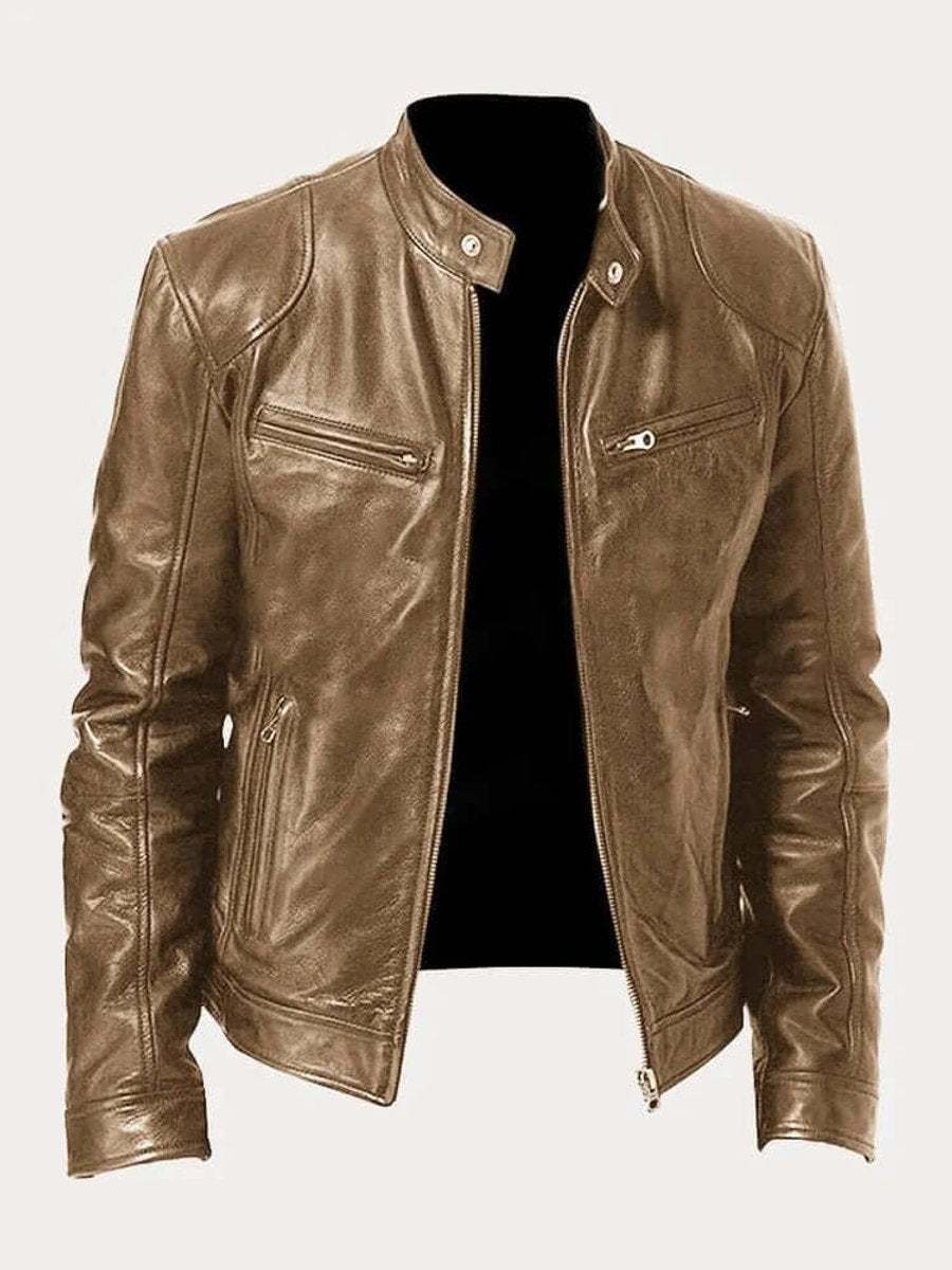 Men's Classic Biker-Style Zip Jacket - product view 12