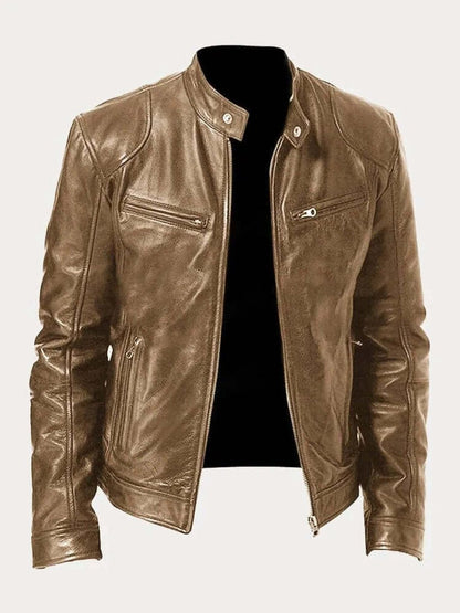 Men's Classic Biker-Style Zip Jacket - product view 12