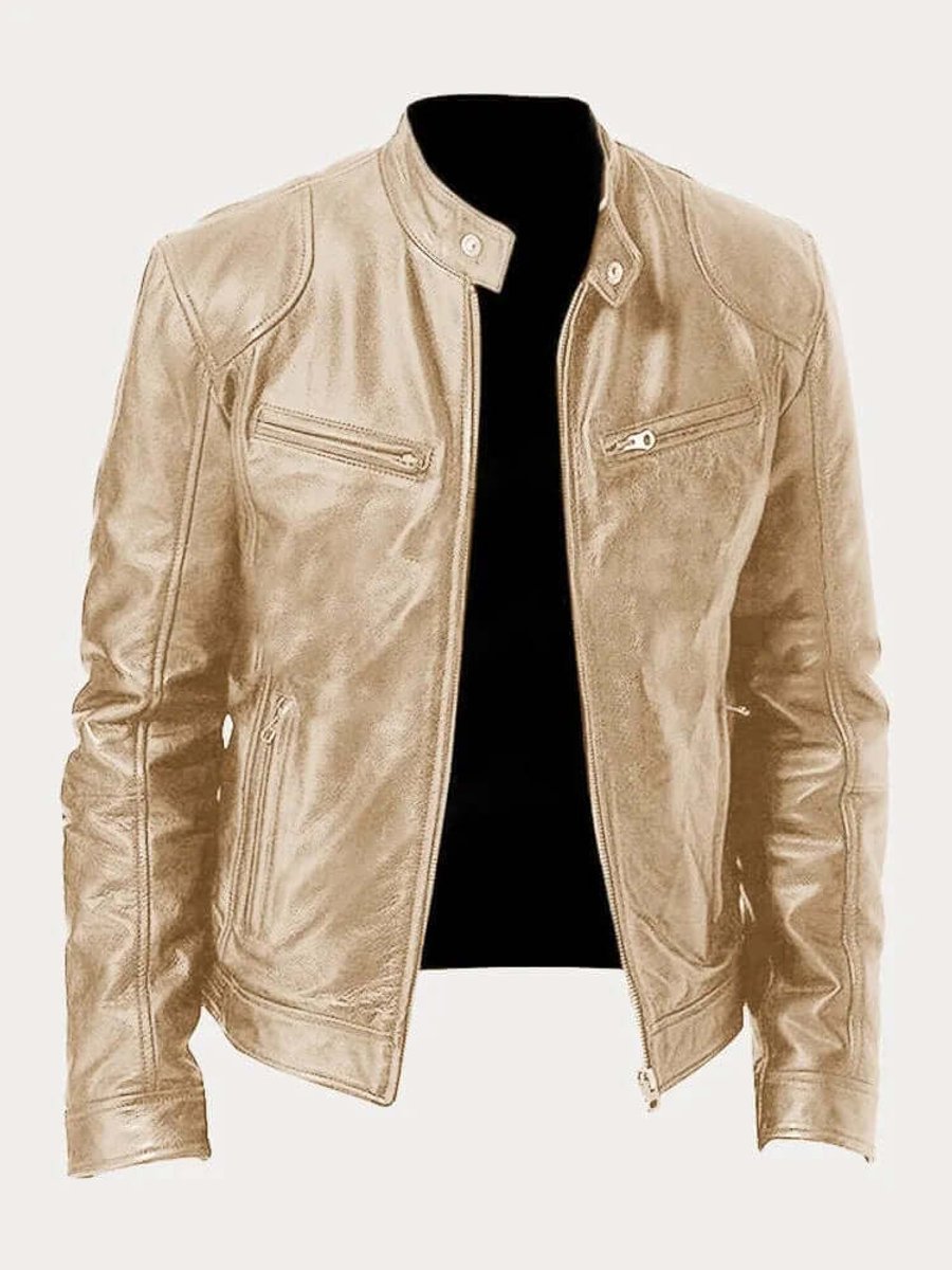 Men's Classic Biker-Style Zip Jacket - product view 13