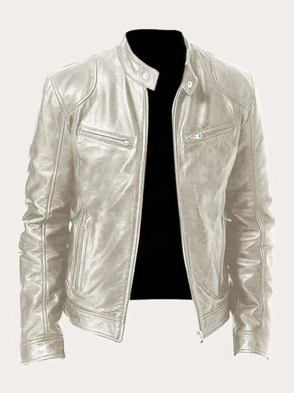 Men's Classic Biker-Style Zip Jacket - product view 15