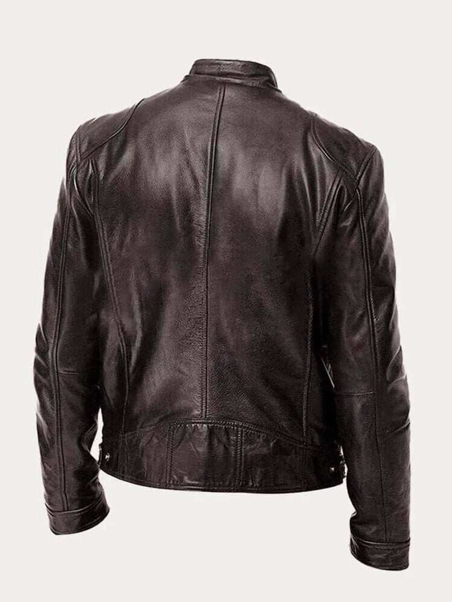 Men's Classic Biker-Style Zip Jacket - product view 2