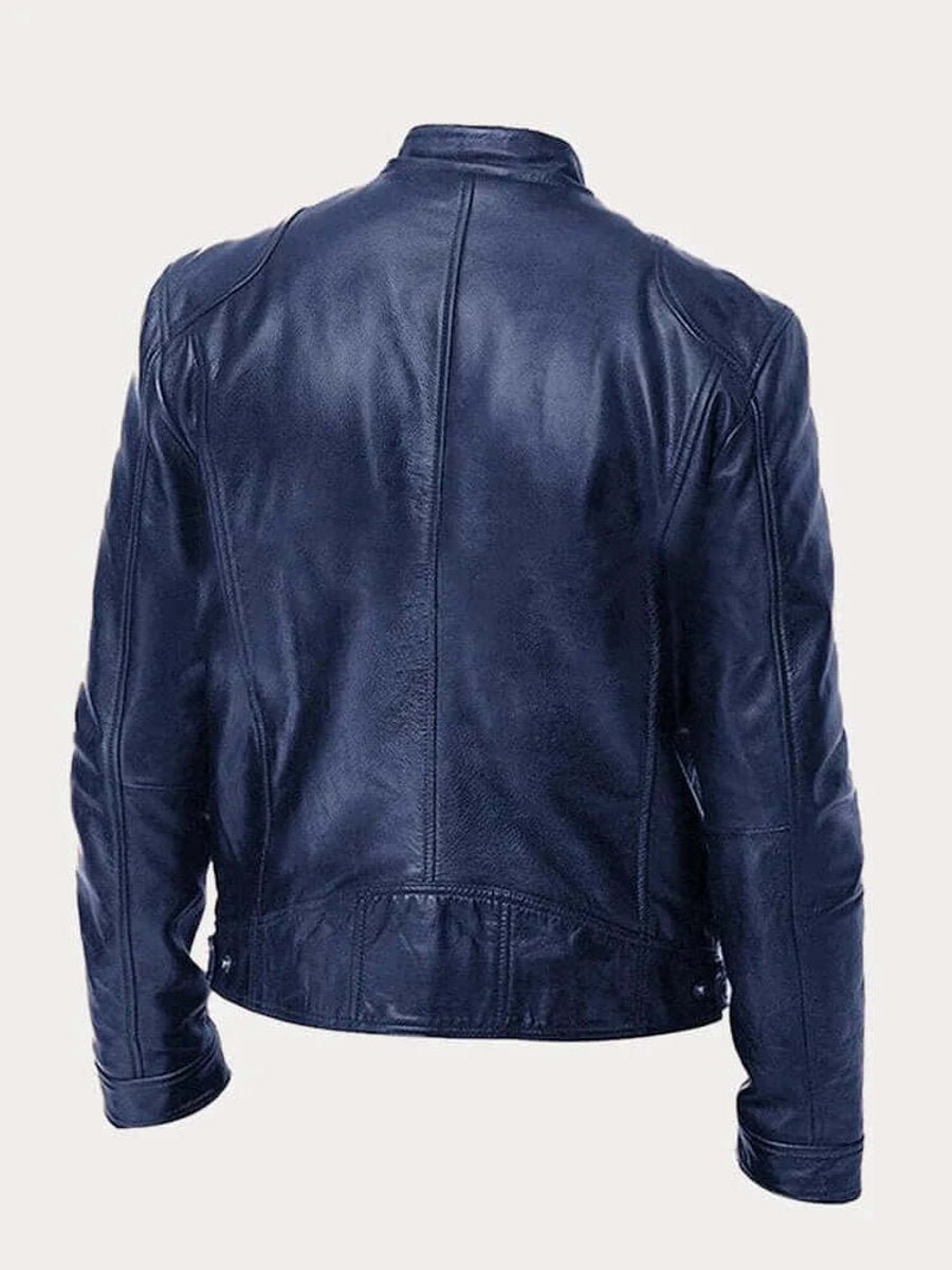 Men's Classic Biker-Style Zip Jacket - product view 4