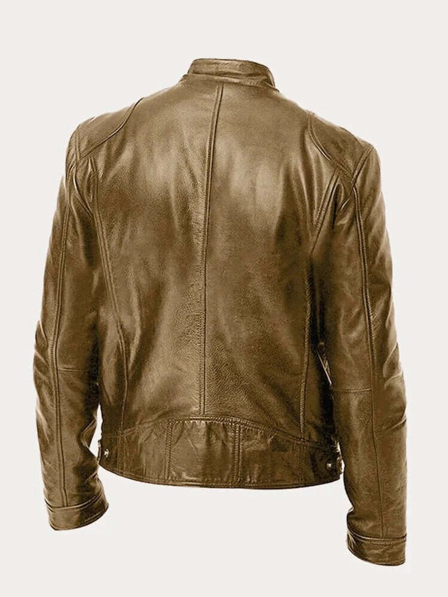 Men's Classic Biker-Style Zip Jacket - product view 6