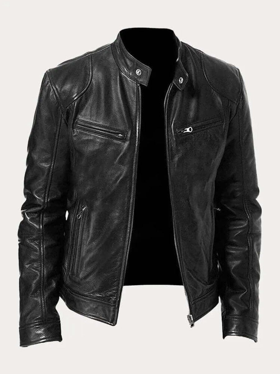 Men's Classic Biker-Style Zip Jacket - product view 7