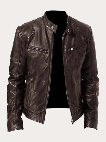 Men's Classic Biker-Style Zip Jacket - product view 8