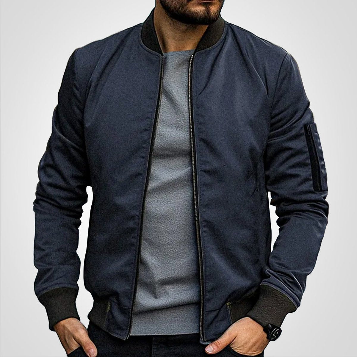 Men's Slim-Fit Zip Bomber Jacket - product view 2