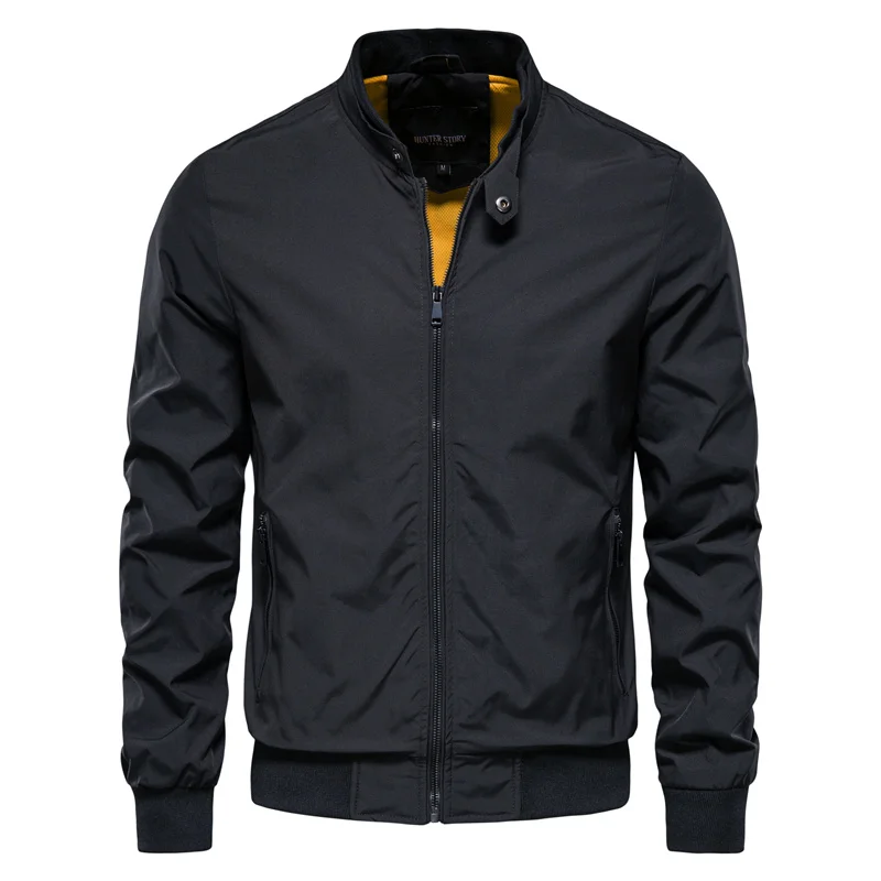 Men's Stand-Collar Zip Bomber Jacket