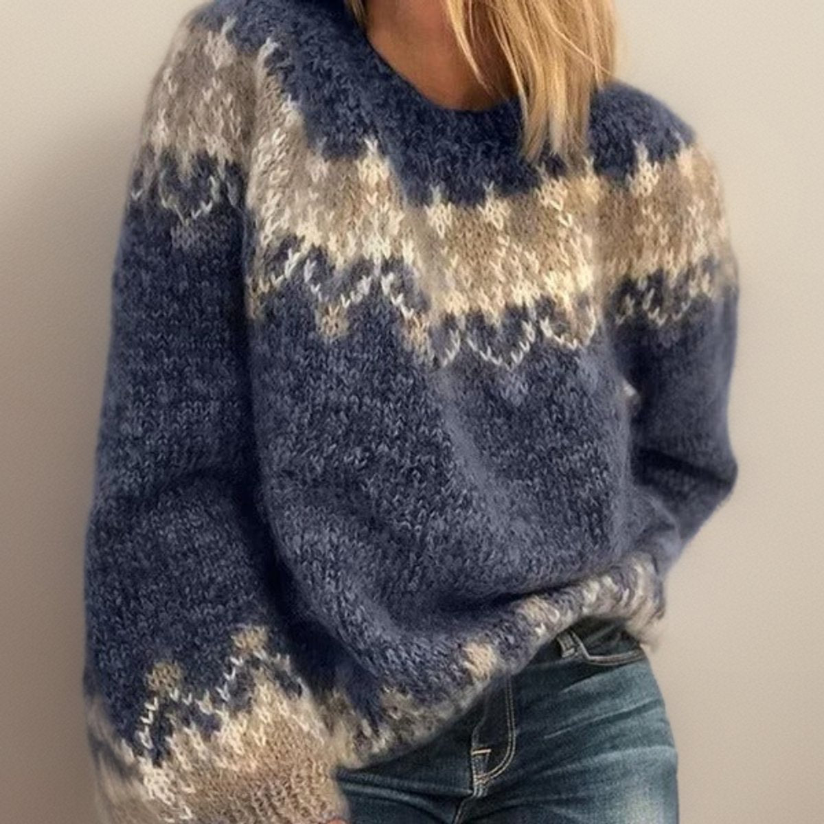 Women's Fair Isle Jacquard Pullover Knit Sweater product view