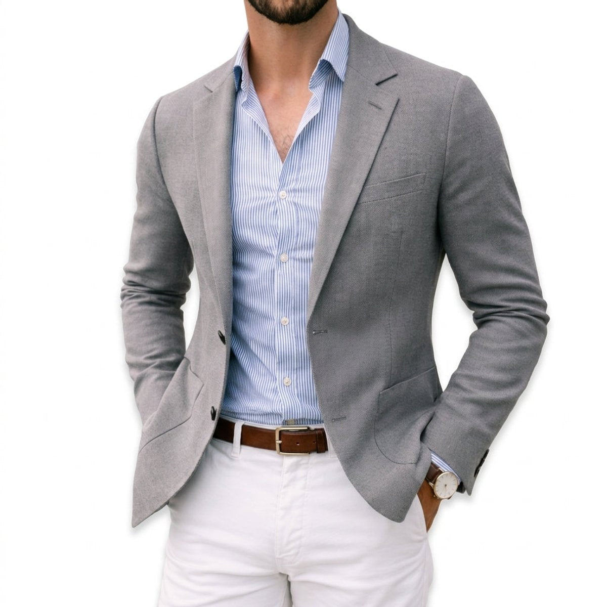 Men's Tailored Knit Blazer Men's Winter Coat Notch Lapel product view