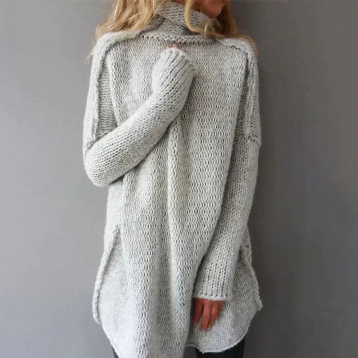 Women's Oversized Chunky Knit Turtleneck Sweater product view