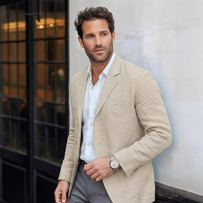 Men's Lightweight Linen Unstructured Blazer Jacket product view