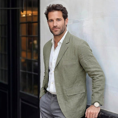Men's Lightweight Linen Unstructured Blazer Jacket product view