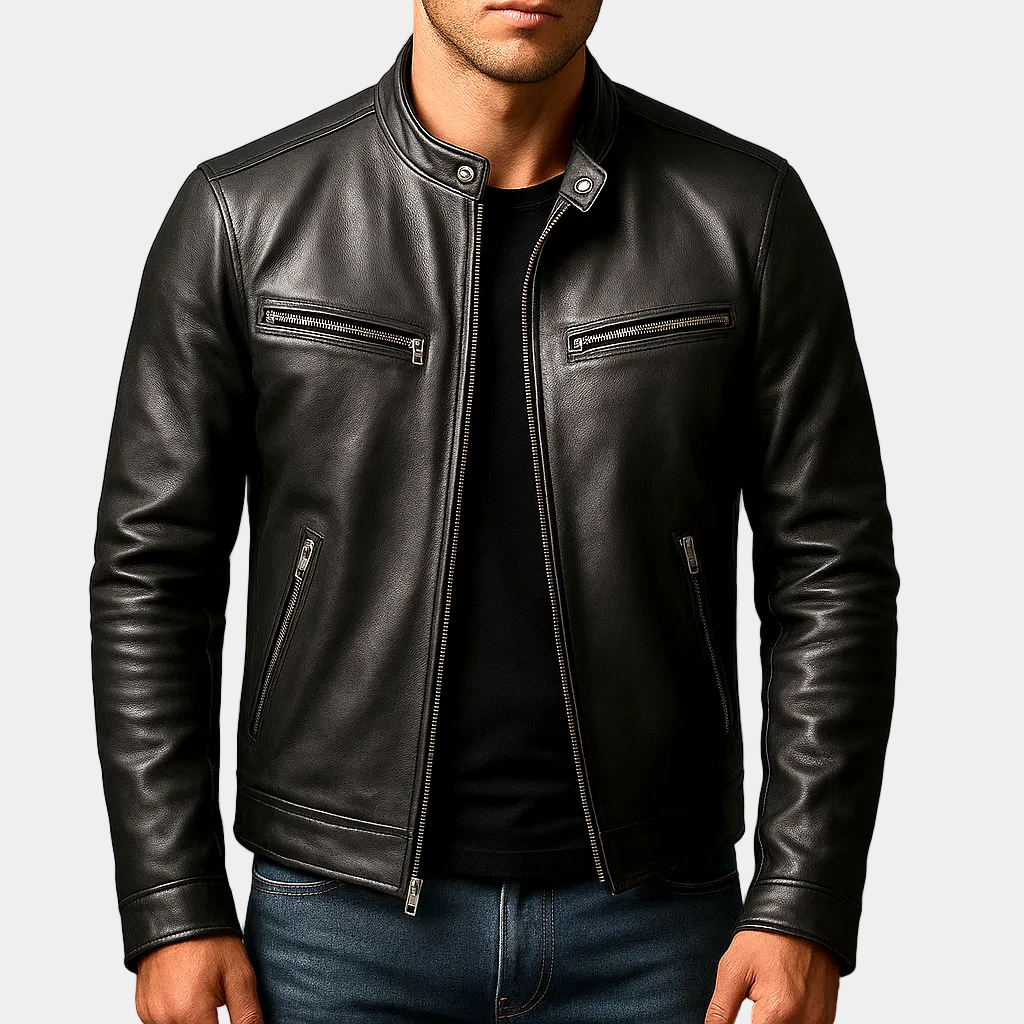 Vintage jacket with stand collar and zip pockets product view