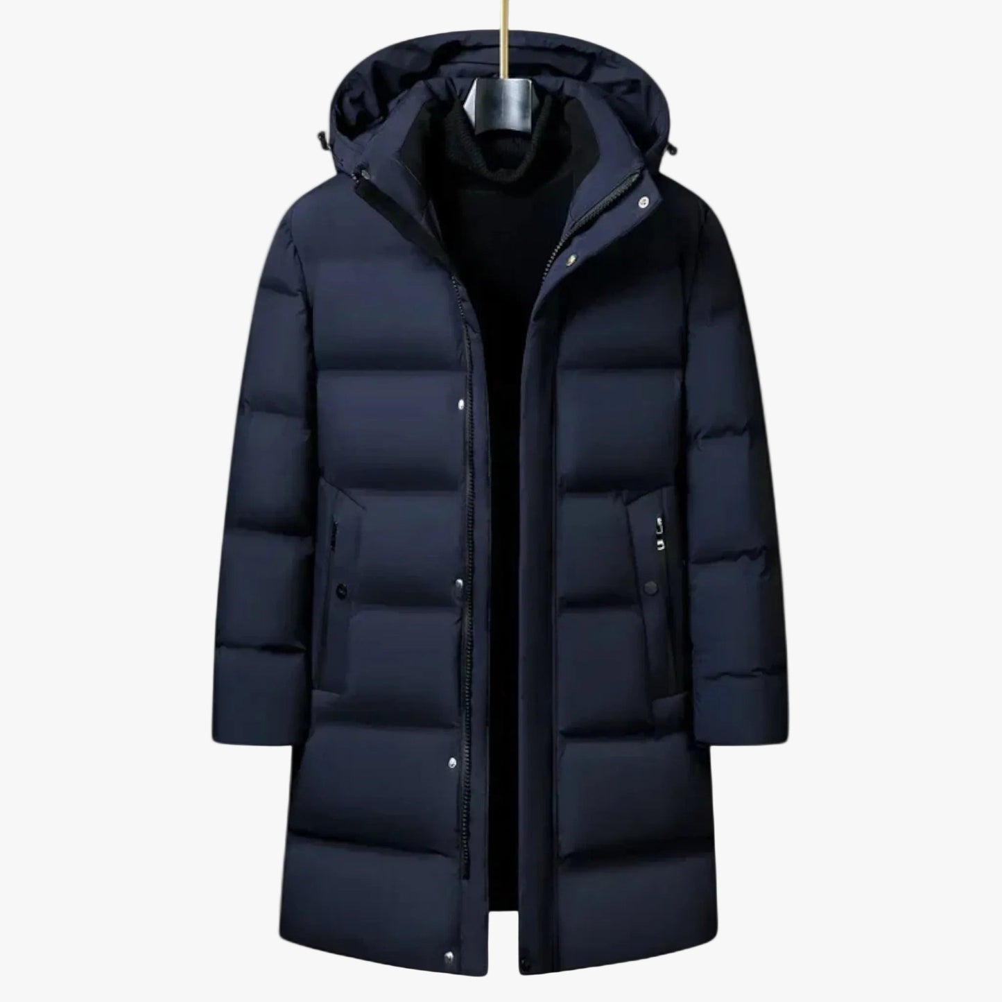 Men's Polyester Blend Longline Parka With Hood And Quilted Panels product view
