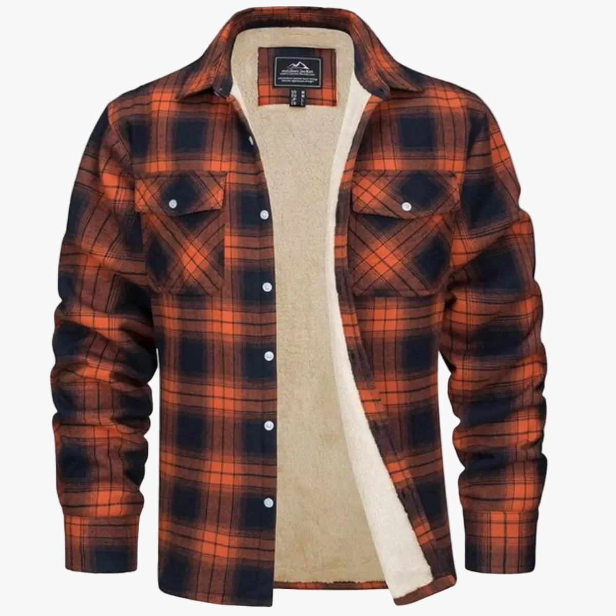 Men's Casual Woven Shirt Jacket With Sherpa Lining And Flap Pockets product view