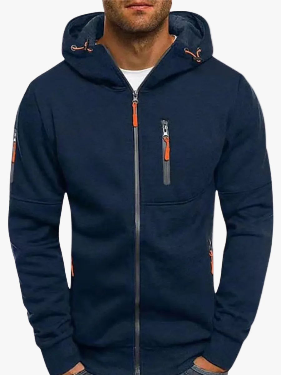 Men's Knit Hoodie With Full Zip And Zipper Pockets product view