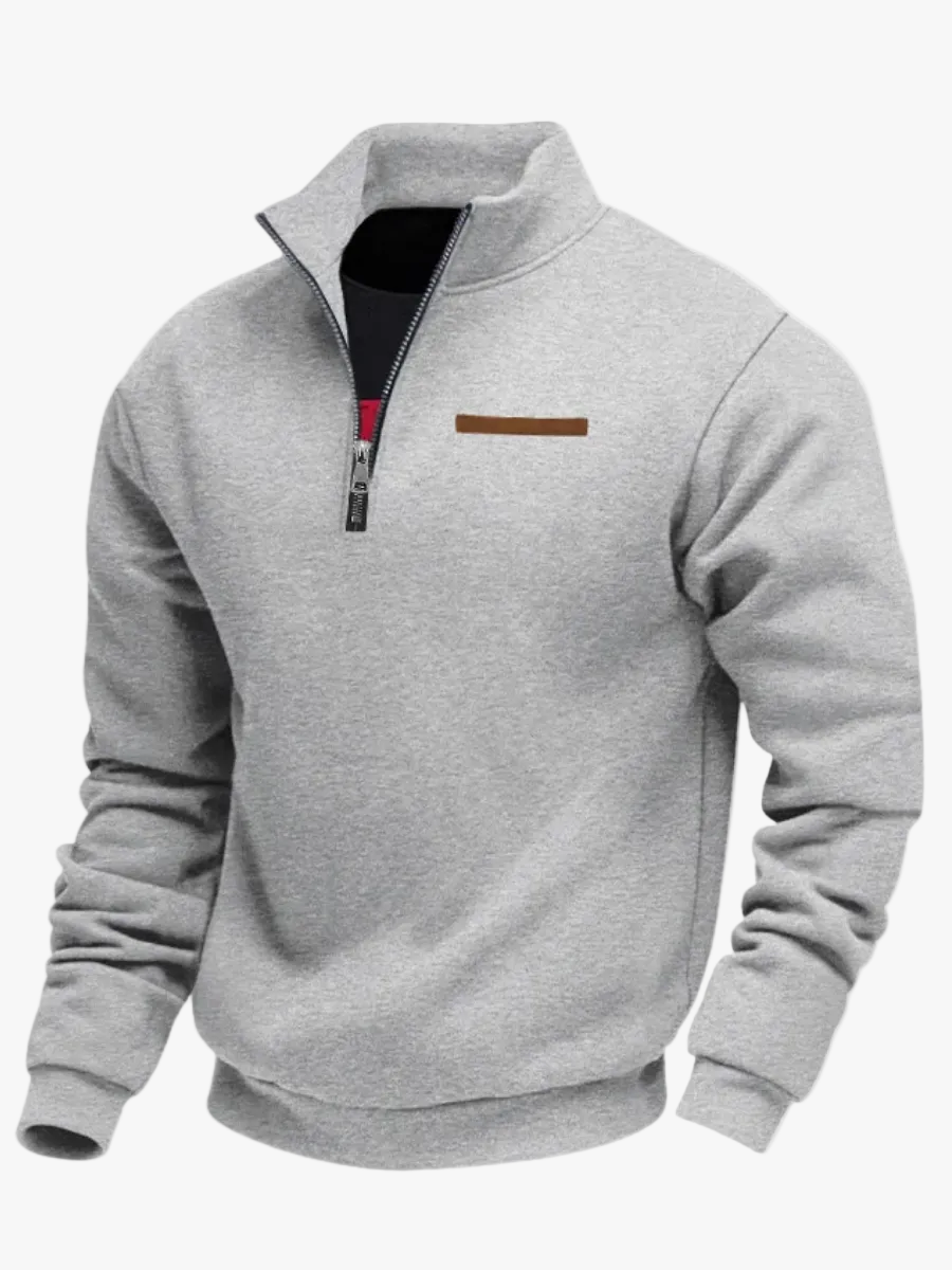 Men's Fleece Pullover Sweater With Quarter Zip And Stand Collar product view