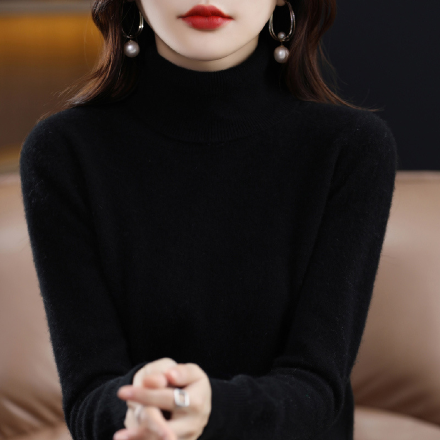 Cashmere Ladies Turtleneck - Elena product view