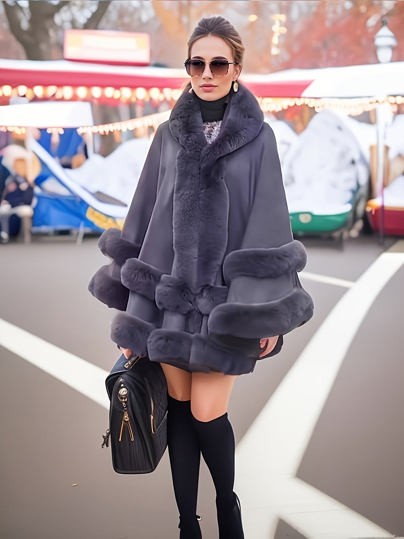 Oversized Furry Cape Jas for Women - Fiona product view