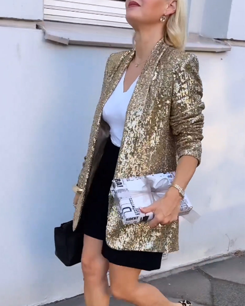 Gold Glitter Jacket with Sequins - Rosamund product view