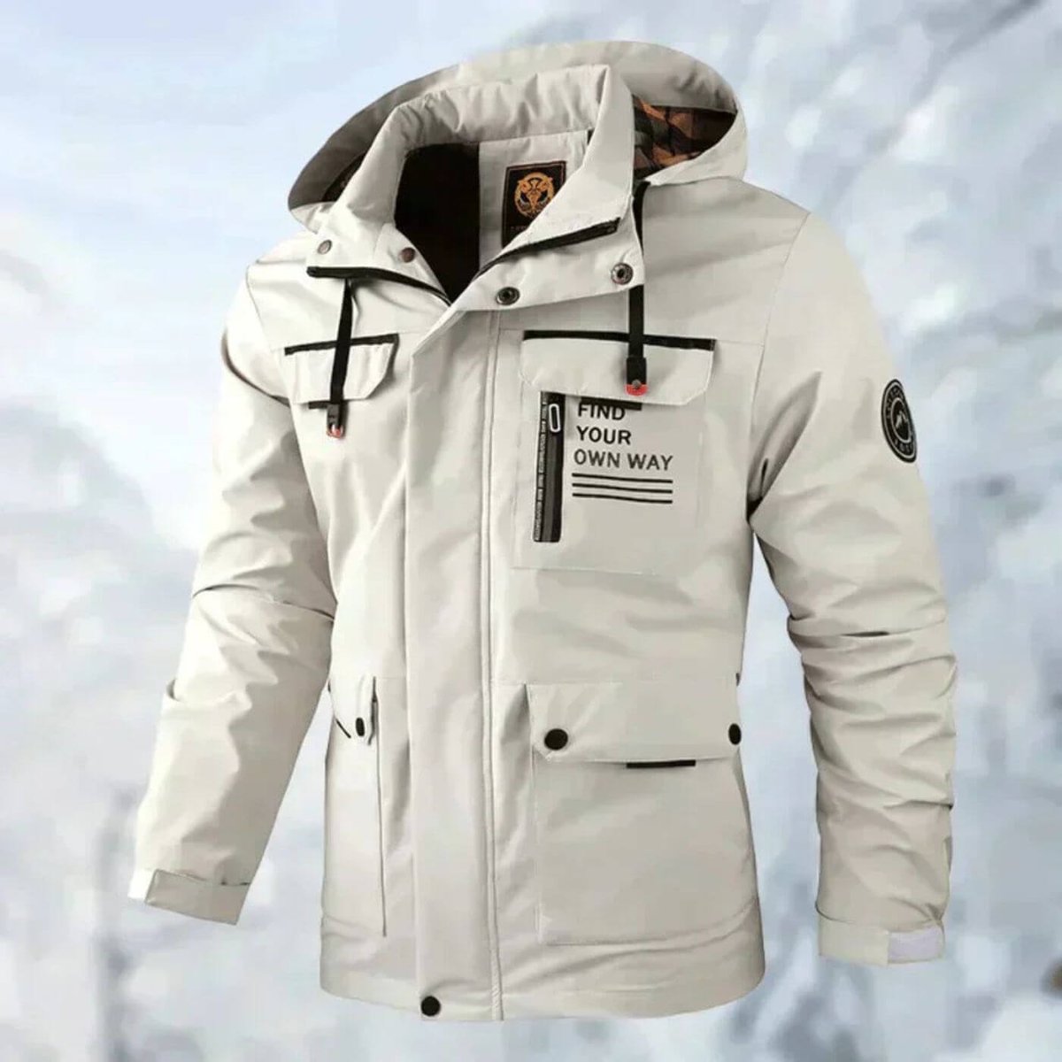Men's Waterproof Hooded Quilted Jacket Windproof Outdoor Parka product view