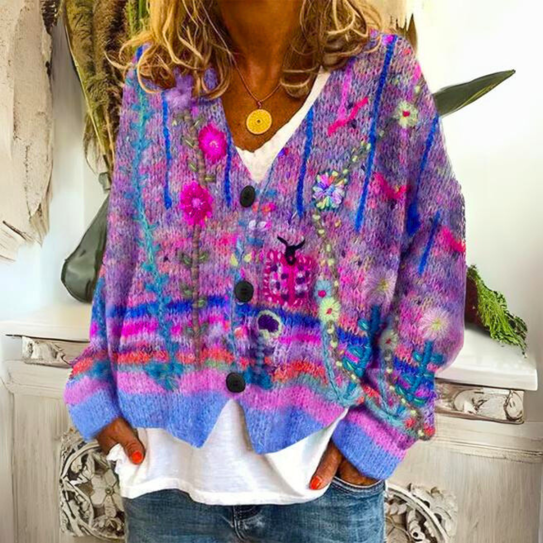 Warm Ladies Cardigan with Print – Liv product view